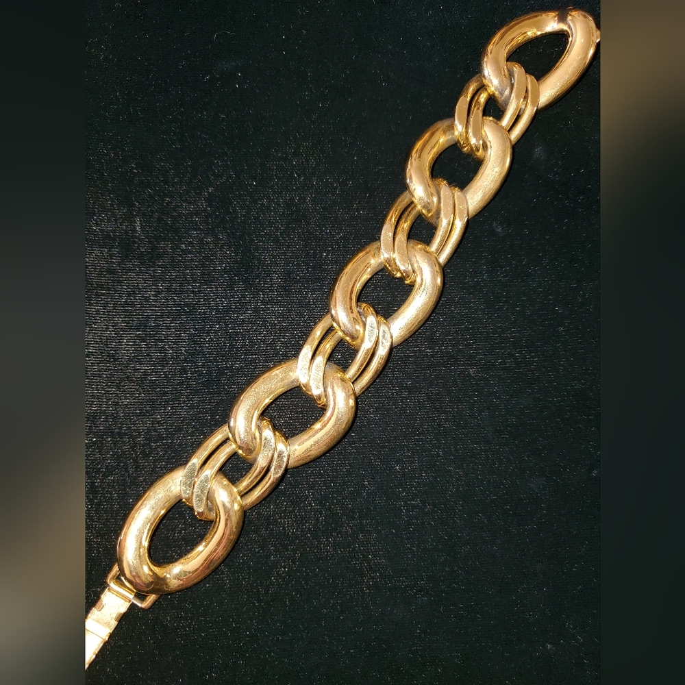 Napier Chunky Gold Tone Link Bracelet 1970s 1980s - Picture 2 of 9